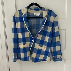 NWT Anthropologie Blue and Cream Plaid Jacket